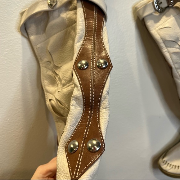 L’Artigiano di Riccione Italian Leather Western Boots Studded Boho Cowboy Sz 37 - Picture 11 of 14